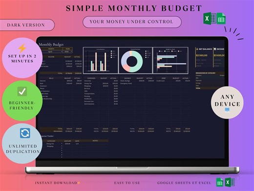 2026 Monthly Budget Tracker Google Sheets Excel, Expense Tracker Personal Finance Spreadsheet, Savings Debt Planner Bill Tracker Dashboard - Etsy