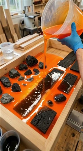 Turning Lava Stones Into a Glowing Resin Table 🔥