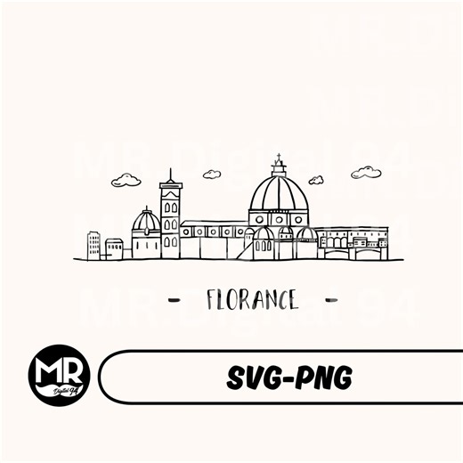 Florance Italy Skyline Illustration: City Vector SVG, PNG (digital File) - Etsy