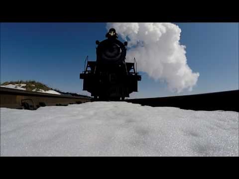Strasburg Railroad steam locomotive 90 runs over my camera train in snow HD