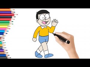 How to Draw Nobita from Doraemon step by step - Drawing for Children Lesson