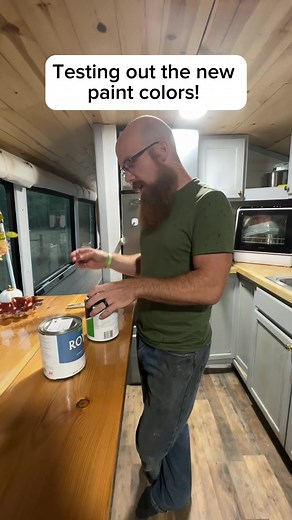 24K views · 225 reactions | Testing out paint colors for the kitchen in our bus! #rvliving #skoolie #busconversion #rvlife #rvremodel #reelsfbviral #reelsit #reelsviral #trending | The Wanderlusters | Facebook