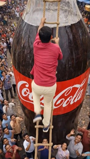 Jumping into a Coca-Cola bottle🤣🤣 #funnyshort #shorts #trending
