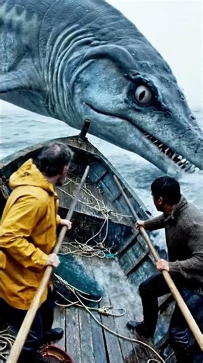 Giant Ichthyosaurus Presses Against Fishing Boat—Caught Inside the Chaos!
