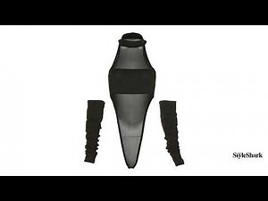 High Cut Sheer Cut Out Bodysuit With Sleeves