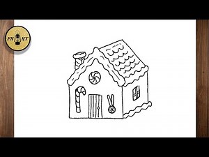 How to draw a gingerbread house 3d easy