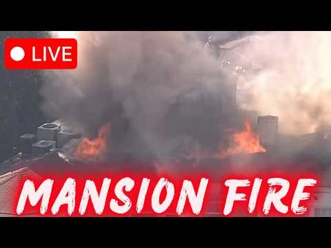 🔴 LIVE: Massive Mansion Fire in Beverly Crest Huge Flames Tear Through Luxury Home