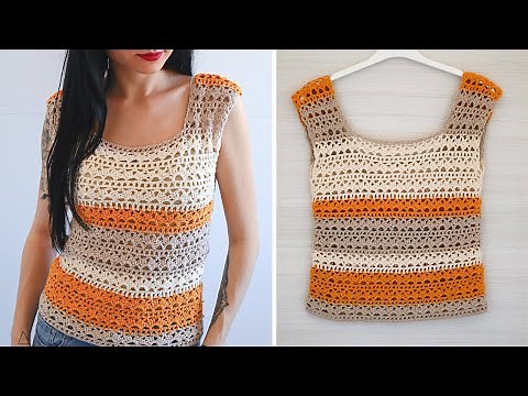 TUTORIAL TOP CANOTTA UNCINETTO "FELICIDAD" - FACILE E VELOCE