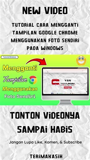 Tutorial Cara Mengganti Tampilan Google Chrome Menggunakan Foto Sendiri Pada Windows #shorts