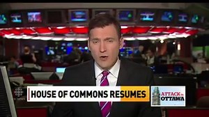 An emotional opening to today's sitting of the House of Commons. The daily Speaker's Parade to the House is led by Sergeant-at-arms Kevin Vickers, who played a major role in stopping the gunman in yesterday's attack. Watch raw video as MPs give him a standing ovation. | CBC News