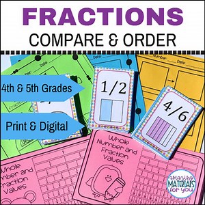Comparing & Ordering Fractions Halves to Twelfths Games Activities Worksheets