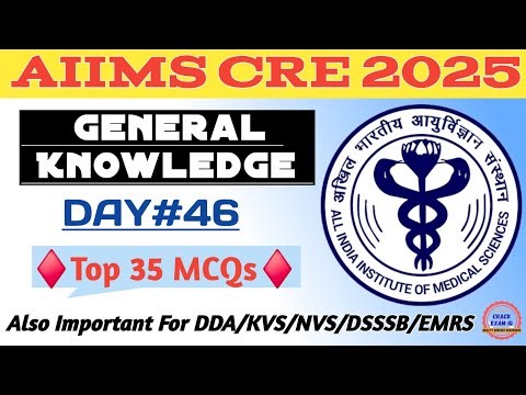 AIIMS CRE General Knowledge | General Awareness & Current Affairs | AIIMS All Posts 2025 | DAY-46