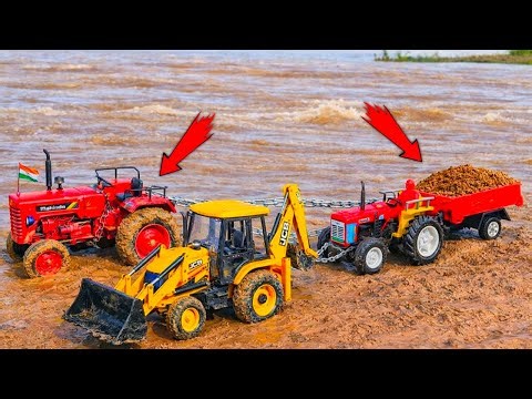 🚧 JCB 3DX Mega Rescue Operation | Mahindra Tractor & Truck Stuck in Deep Mud | Toy Construction l