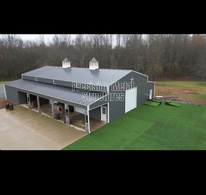 Take a look at this beautiful barn we installed in the state of North Carolina. It's a 40'x80'x16' with (2) 12'x80'x12' Lean-To's. Here at Precision Metal Structures the possibilities are endless with our metal buildings. Call us today at 336-268-8691 #metalstructure #metalbuilding #dreambuilding #steelbuilding #steelstructure #metalgarage #fyp #foryou