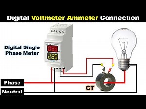 Single phase Digital Voltmeter and Ammeter Connection | Voltmeter | ews |@ElectricalWiringSchool