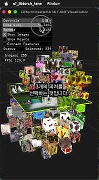 딥러닝과 3D 그래픽의 만남: Resnet18모델의 피쳐로 3차원 T-SNE Plot 한 모습