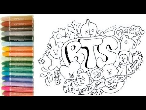 Menggambar Dan Mewarnai DOODLE BT21 karakter member BTS #art #easydrawing