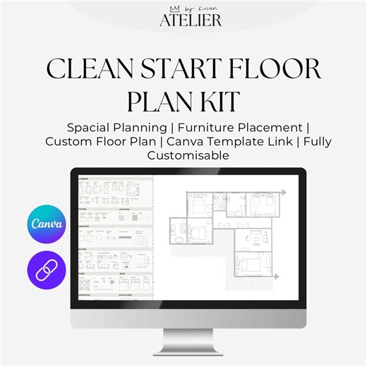 Interior Design Floor Plan Kit | Scaled Canva Template - Etsy