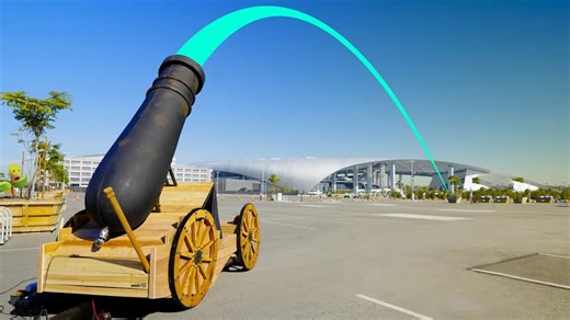 Shooting T-shirts with a giant cannon! | Dude Perfect