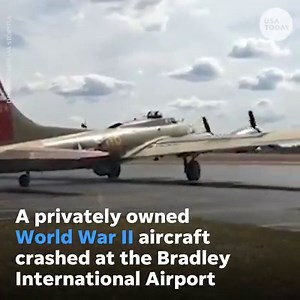 The vintage WWII plane was not gaining altitude and attempted to return to the runway before losing control during touchdown. https://bit.ly/2nXg2AL | USA TODAY Video
