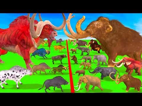 10 Mammoth Elephant vs 10 Zombie Bull Animal Epic Battle Prehistoric Mammals Animal Revolt Battle
