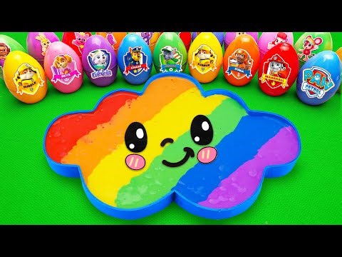 🌈 Paw Patrol Slime & Unbox Mystery Eggs Clay Making Rainbow Cloud Bathtub | Satisfying ASMR