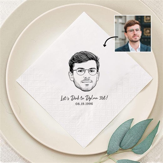 Personalized Portrait Birthday From Photo Napkins, Birthday Party, Table Decorations, Hand-drawn - Etsy