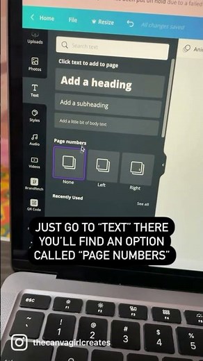 Add Page Numbers with One-Click on Canva