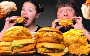 【Tati】肯德基炸鸡三明治、黄金鸡块、薯条 咀嚼音