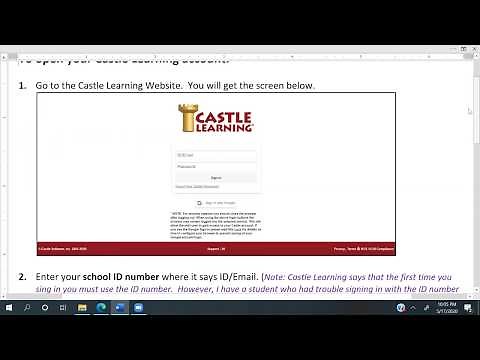 How to open a Castle Learning account and use it complete assignments