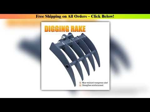 Mini Excavator Rake Small Digger Rake Attachments Removes Debris Loose Soil Surface Rake Accessory