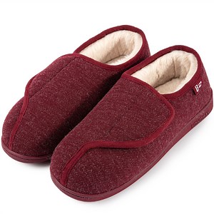 LongBay Women's Adjustable Diabetic Slippers Memory Foam Arthritis Edema Fuzzy House Shoes