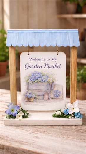 She turned simple Dollar store finds into a swinging “Welcome to My Garden Market” sign… and it is absolutely beautiful! | Crafty Beach