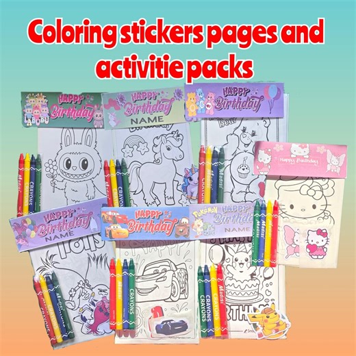 Coloring Sticker Pages and Activity Pack | Party Favors | Kids Activity Pages | Kpop Gift Bag | Kid Stickers | Stocking Stuffers - Etsy