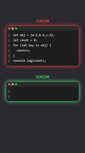 Junior vs Senior: Find Object Length #js #coding #shorts