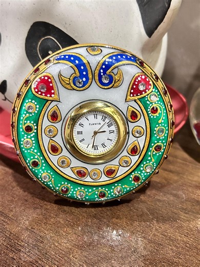 Rajasthani Marble Table Watch | Antique Home Decor Art, Hand-painted Floral Design - Etsy