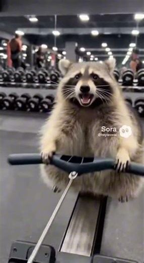 Jacked Raccoon Training at the Gym 🦝💪😂