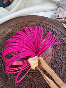 Pink Velvet Indian Bridal Bangle Set With Silver Chudi - Etsy