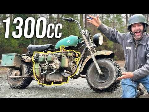 We Bought a GIGANTIC 4 Cylinder Engine from the Military Surplus Store and Put It on a Mini Bike!