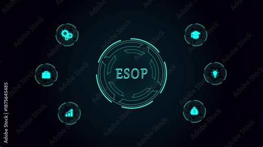 Employee stock ownership plan Interface with Global World Map, Digital Marketing Icons and Futuristic Analytics Dashboard