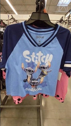 STITCH BLUE CROPPED GRAPHIC V-NECK SHIRT $9.88 - DISNEY CARTOON CHARACTER FASHION WOMEN'S SIZES