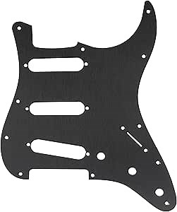 Musiclily Ultra 11 Holes Anodized Aluminum SSS Strat Pickguard ST Guitar Pickguard for American/Mexican Fender Standard Strat Style Electric Guitar, Black