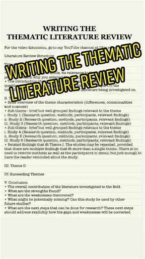 WRITING THE THEMATIC LITERATURE REVIEW #docedpadama #researchtips #learnontiktok #fypシ