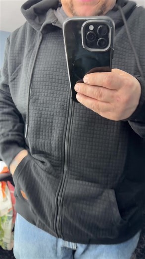 Zip up waffle print hoodie #hoodie #bigguy #blackfriday #dealsforyoudays #cybermonday