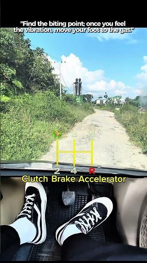 Starting a manual car on a bumpy road from a stationary position.