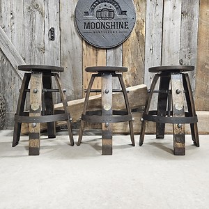 Whiskey Barrel Swivel Bar Stool With Hardwood Seat - Etsy Canada