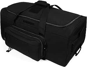Military Wheeled Deployment Bag Large Tactical Heavy Duty Duffel Bag for Camping Hiking (Black)