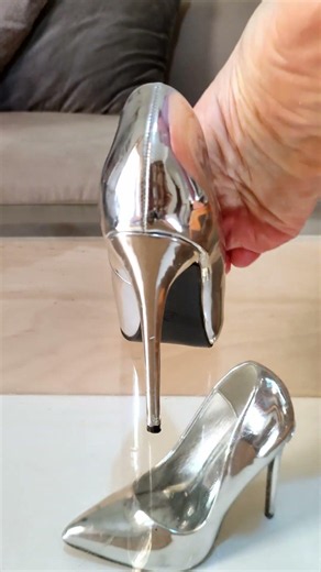 Silver Stiletto High Heels Review 💎Try on 👠#highheels #asmr