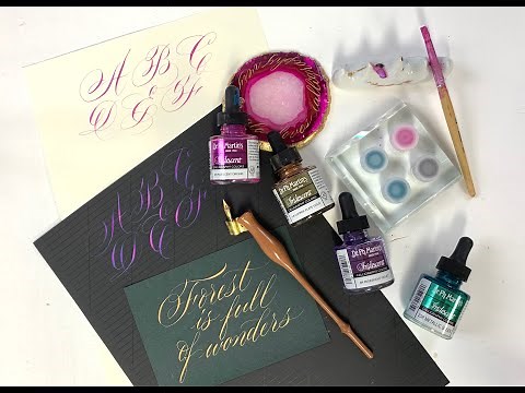How to use Dr. PH Martins Iridescent Inks - Dip Pen Pointed Nib Calligraphy Tutorial