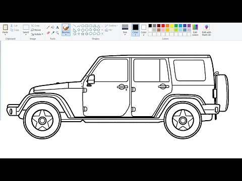 How to draw a Jeep in Easy steps | Drawing Jeep Wrangler on Computer using Ms Paint.